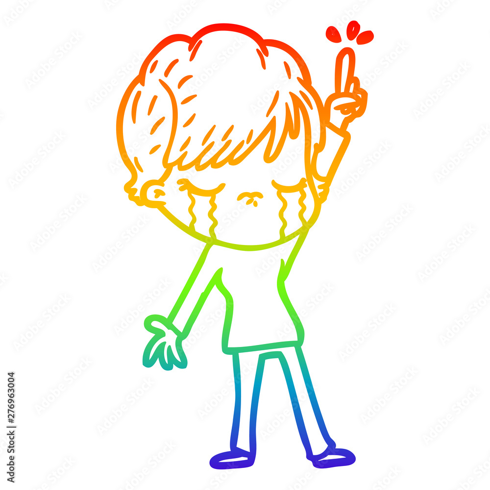 rainbow gradient line drawing cartoon woman crying rainbow gradient line drawing cartoon woman crying