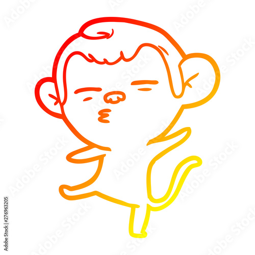 warm gradient line drawing cartoon suspicious monkey