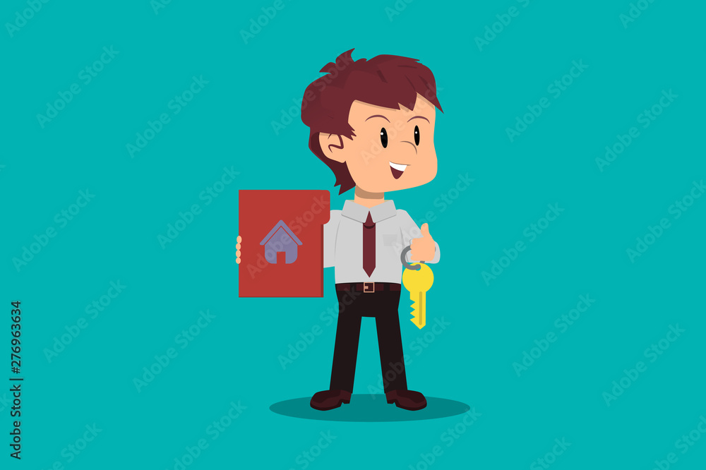 Acquisition of real estate. A man in the office buys a house, shows documents and keys to the house. Acquisition of real estate. A man in the office buys a house, shows documents and keys to the house.