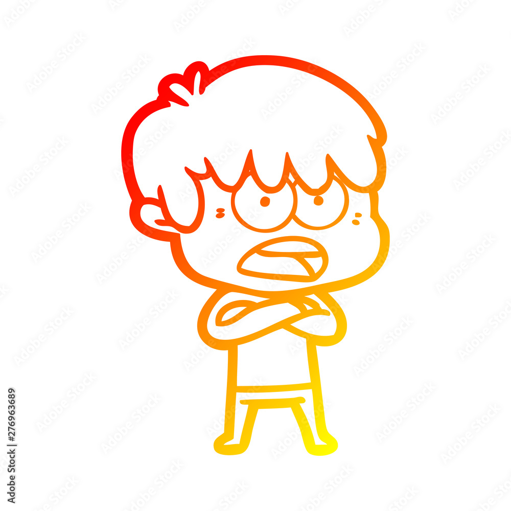 warm gradient line drawing worried cartoon boy warm gradient line drawing worried cartoon boy