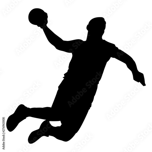 Silhouette logo noire d'un joueur de handball