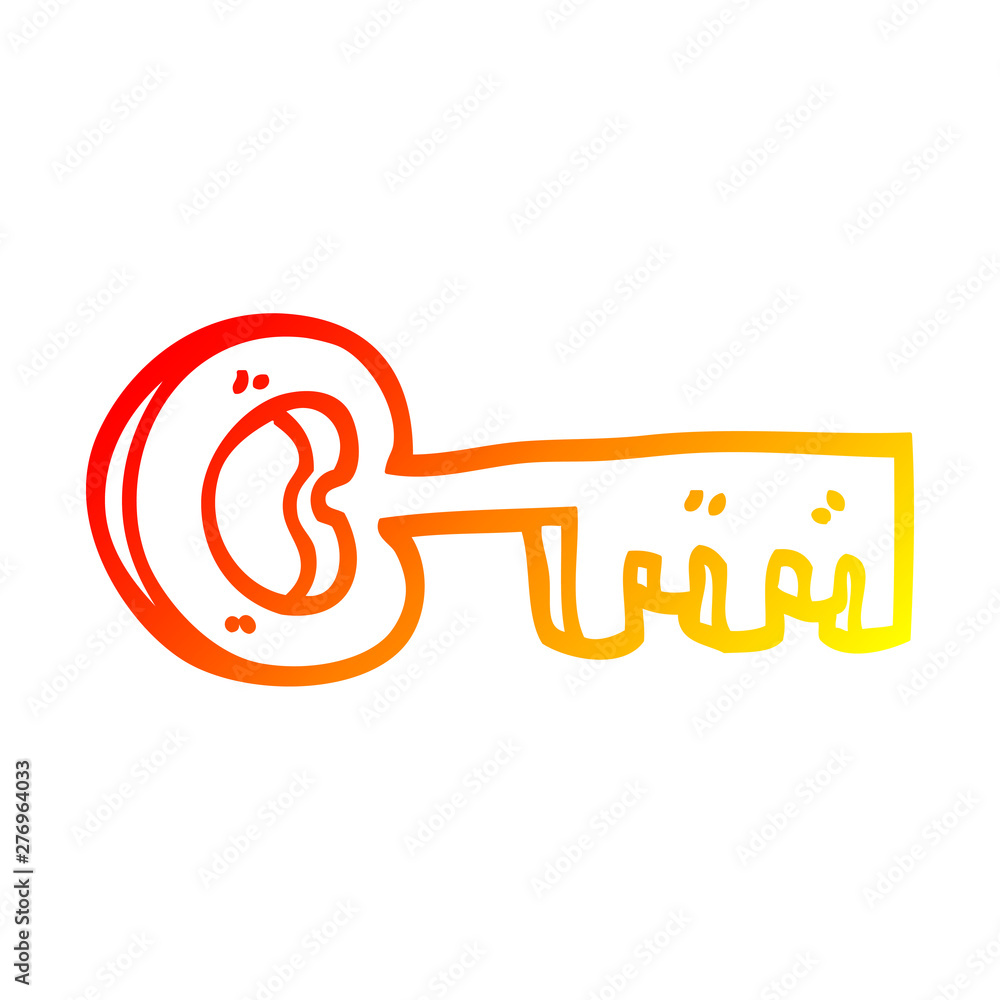 warm gradient line drawing cartoon gold key warm gradient line drawing cartoon gold key