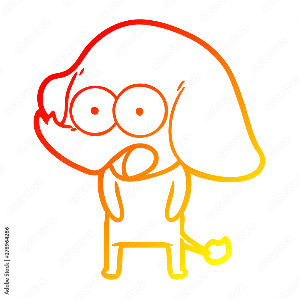 warm gradient line drawing cute cartoon elephant warm gradient line drawing cute cartoon elephant