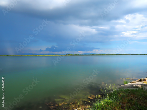 Thunderstorm ober the Adriatic ocean in Italy