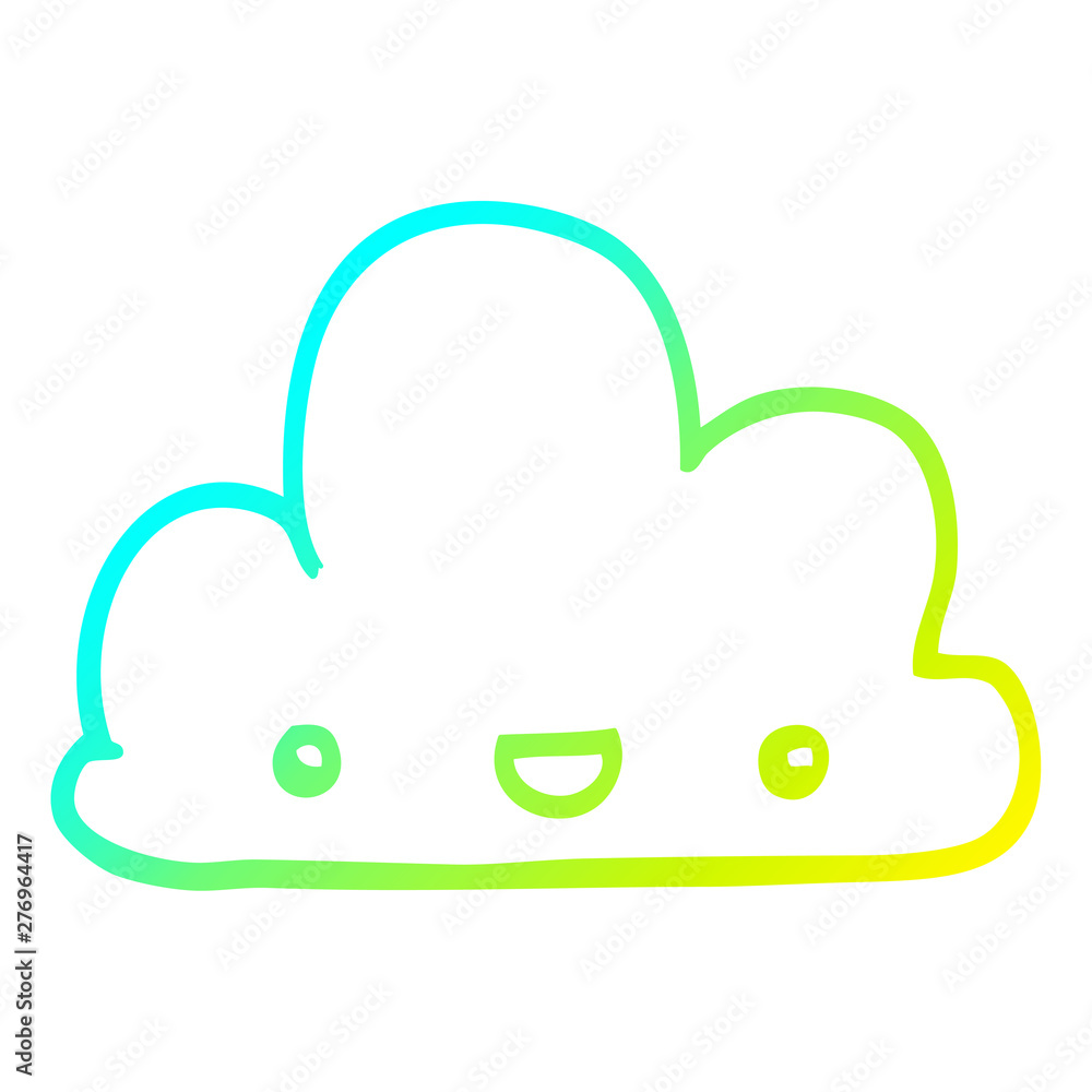 cold gradient line drawing cartoon tiny happy cloud cold gradient line drawing cartoon tiny happy cloud