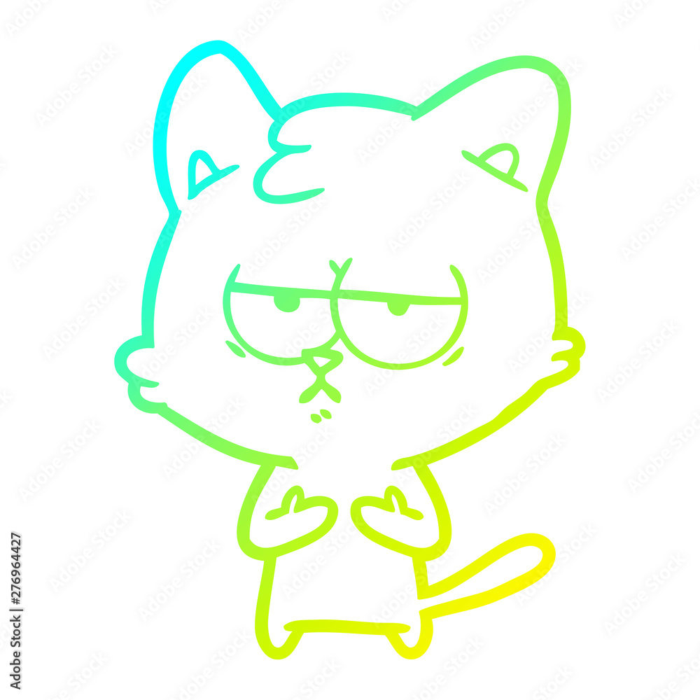 cold gradient line drawing bored cartoon cat cold gradient line drawing bored cartoon cat