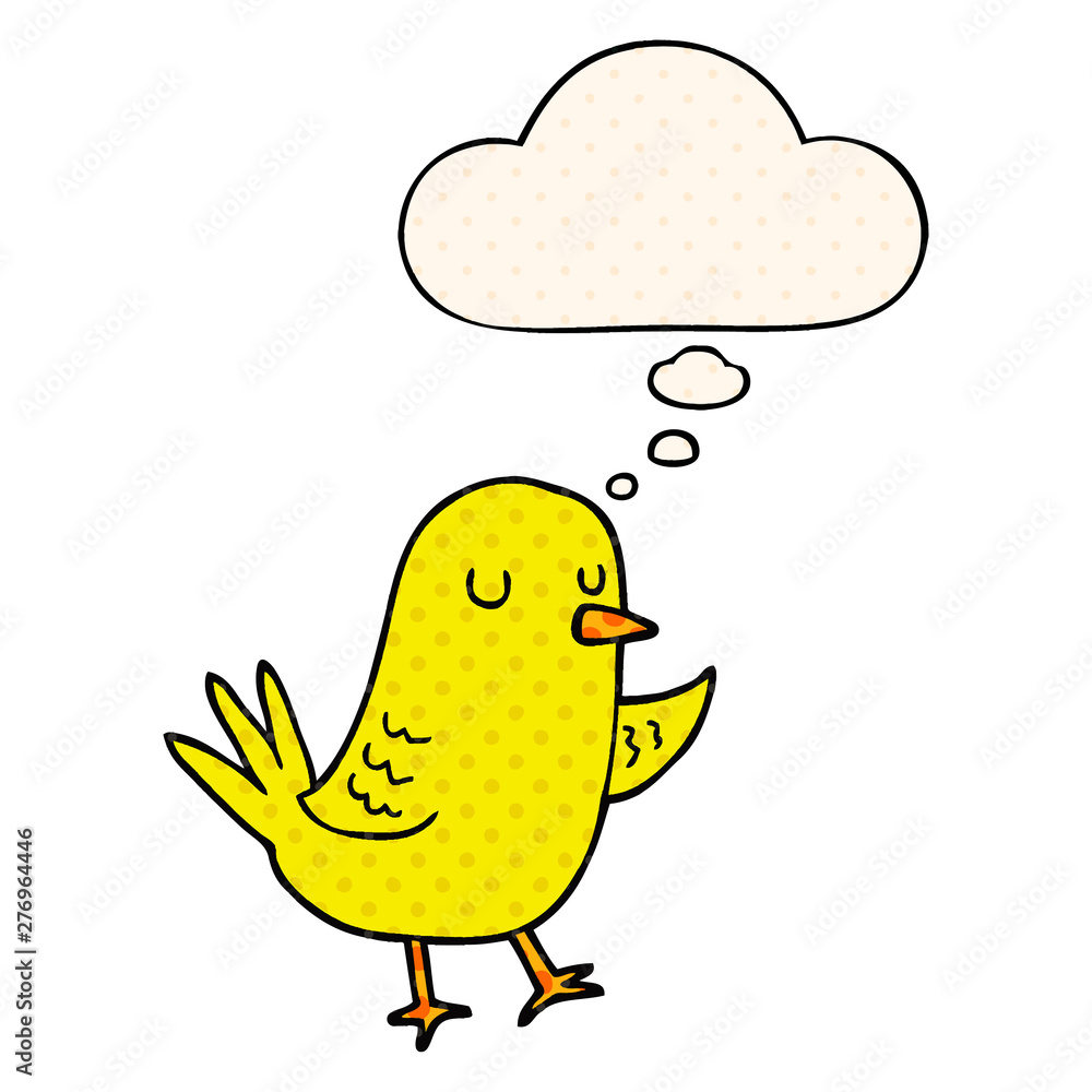 cartoon bird and thought bubble in comic book style cartoon bird and thought bubble in comic book style