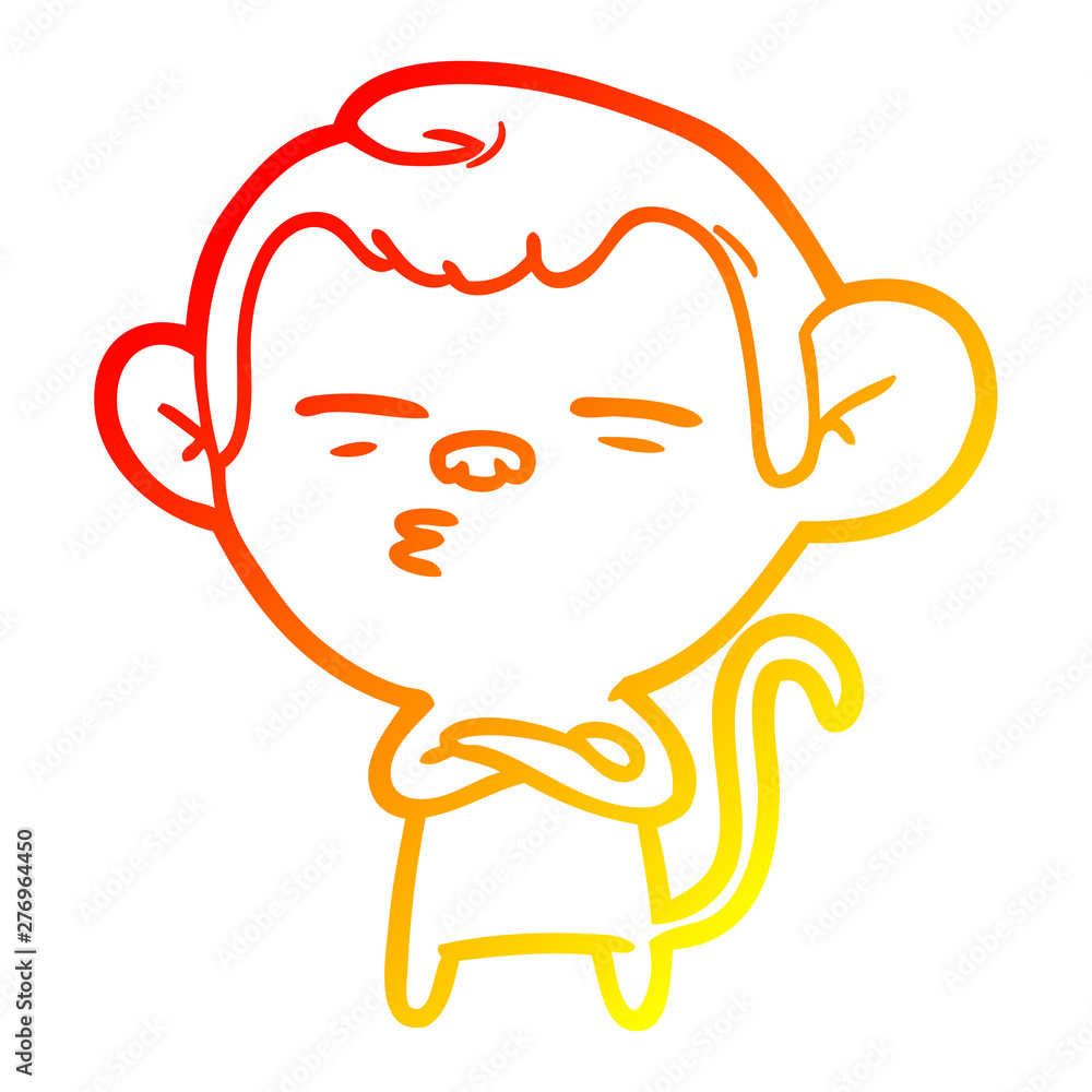 warm gradient line drawing cartoon suspicious monkey warm gradient line drawing cartoon suspicious monkey