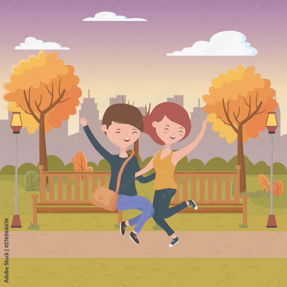 Teenager boy and girl cartoons design