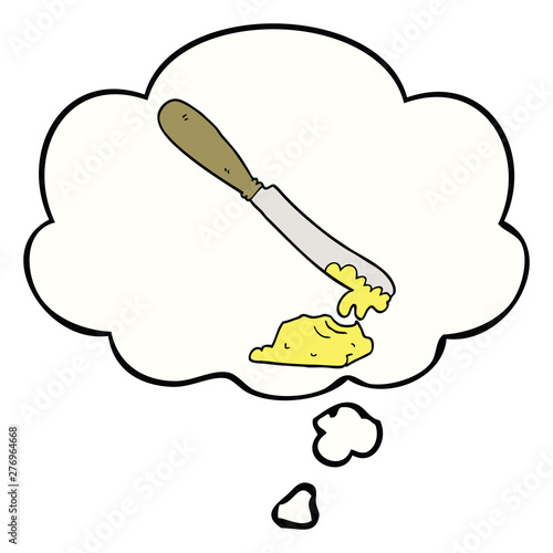 cartoon knife spreading butter and thought bubble