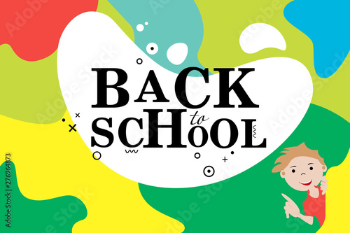 Back to school. School multicolor banner, liquid shape