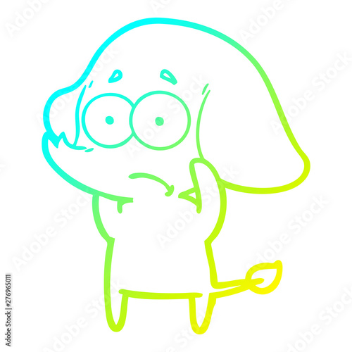 cold gradient line drawing cartoon unsure elephant