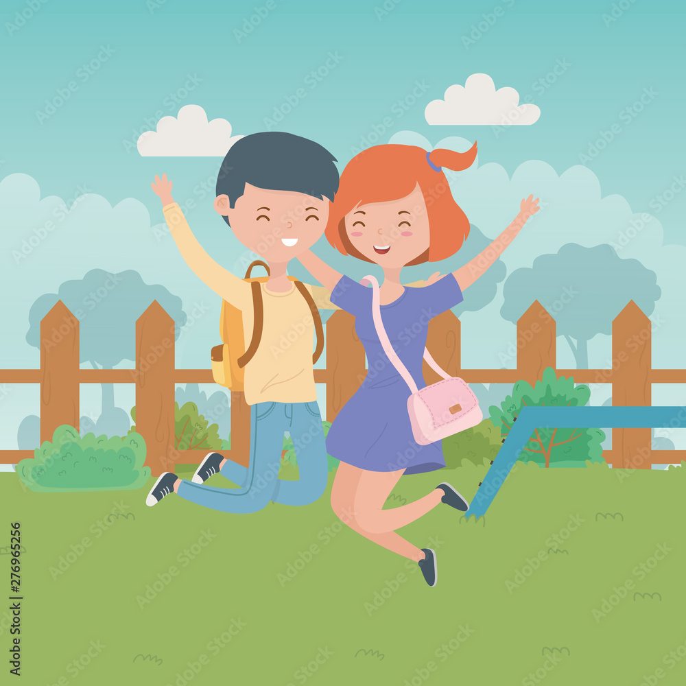 Teenager boy and girl cartoon design Teenager boy and girl cartoon design