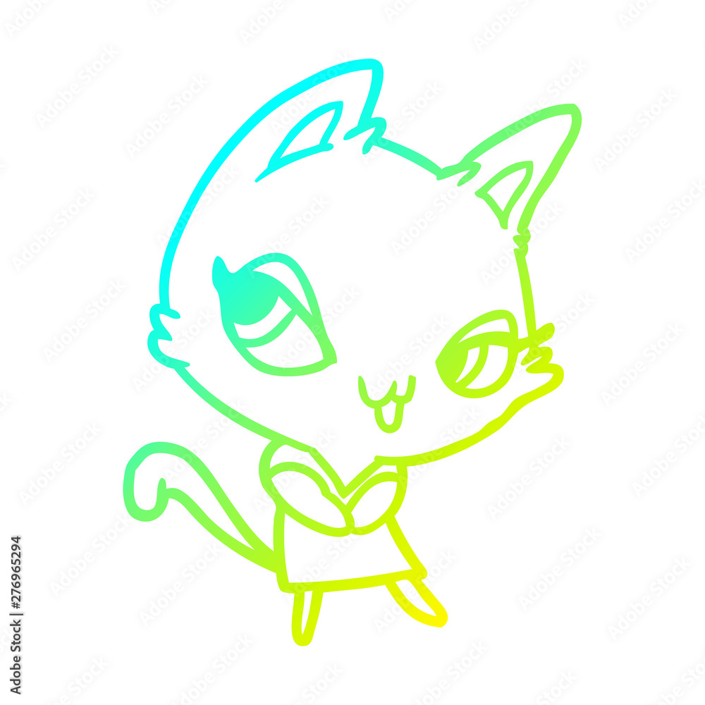 cold gradient line drawing cute female cat cold gradient line drawing cute female cat