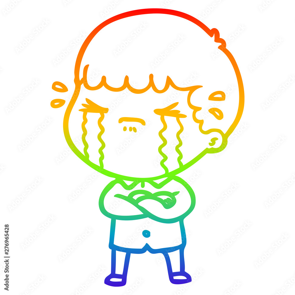 rainbow gradient line drawing cartoon man crying rainbow gradient line drawing cartoon man crying