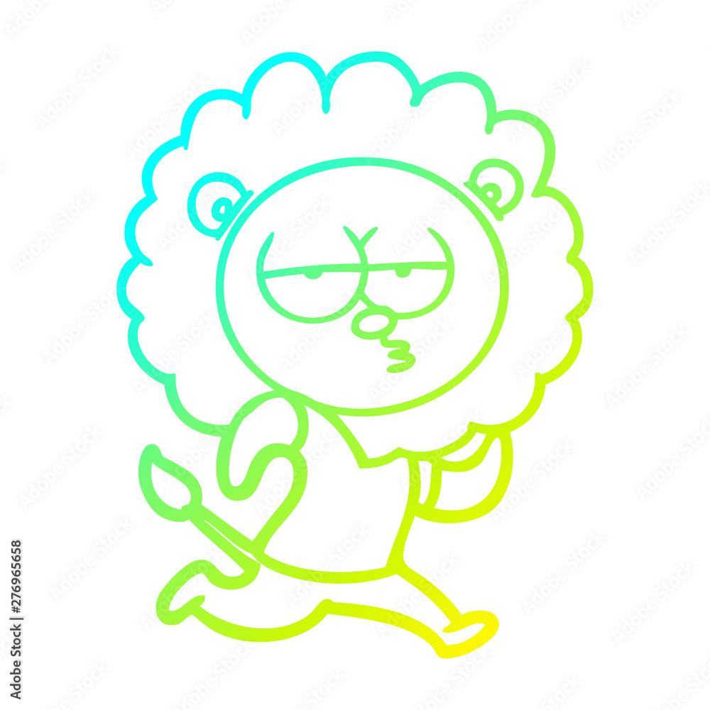 cold gradient line drawing cartoon running lion cold gradient line drawing cartoon running lion