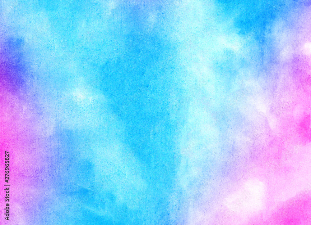 Colorful aquarelle paper textured ink effect grungy wet pastel illustration for design. Modern creative smeared blue, purple and pink shades watercolor background for vintage card, retro template Colorful aquarelle paper textured ink effect grungy wet pastel illustration for design. Modern creative smeared blue, purple and pink shades watercolor background for vintage card, retro template