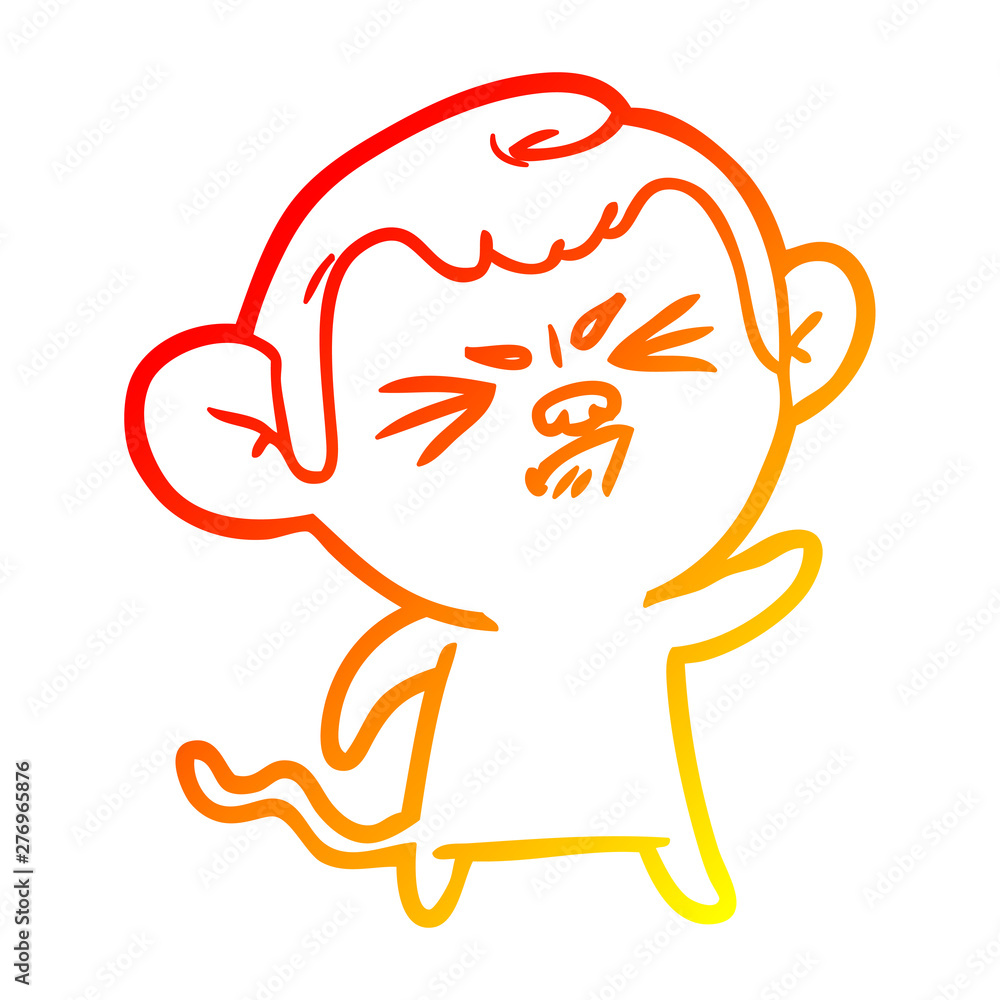 warm gradient line drawing cartoon angry monkey warm gradient line drawing cartoon angry monkey