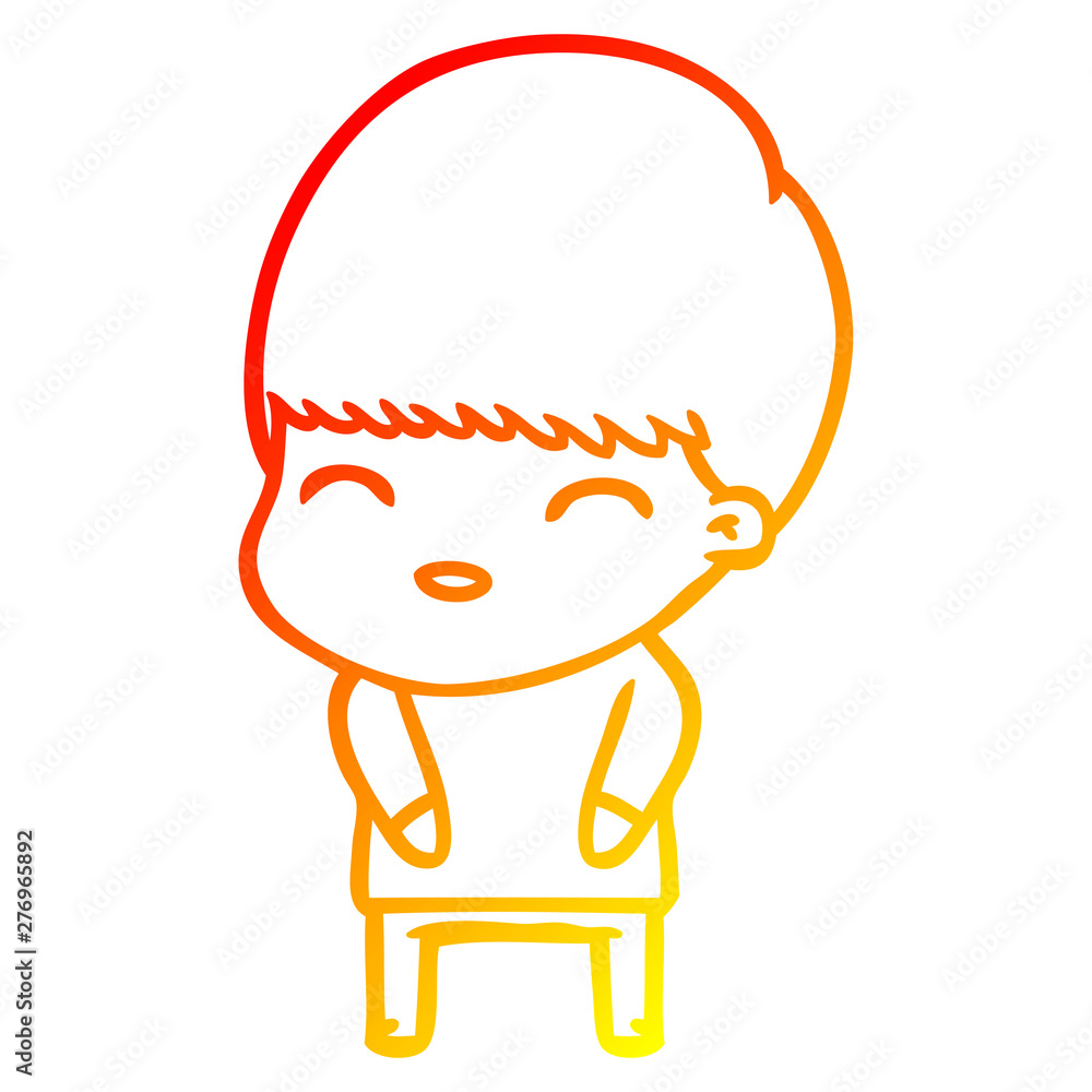 warm gradient line drawing happy cartoon boy warm gradient line drawing happy cartoon boy