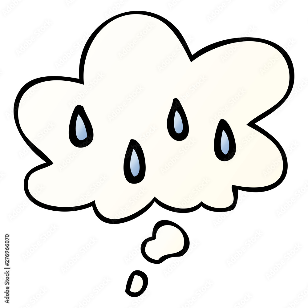 cartoon rain and thought bubble in smooth gradient style cartoon rain and thought bubble in smooth gradient style