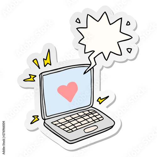 internet dating cartoon  and speech bubble sticker
