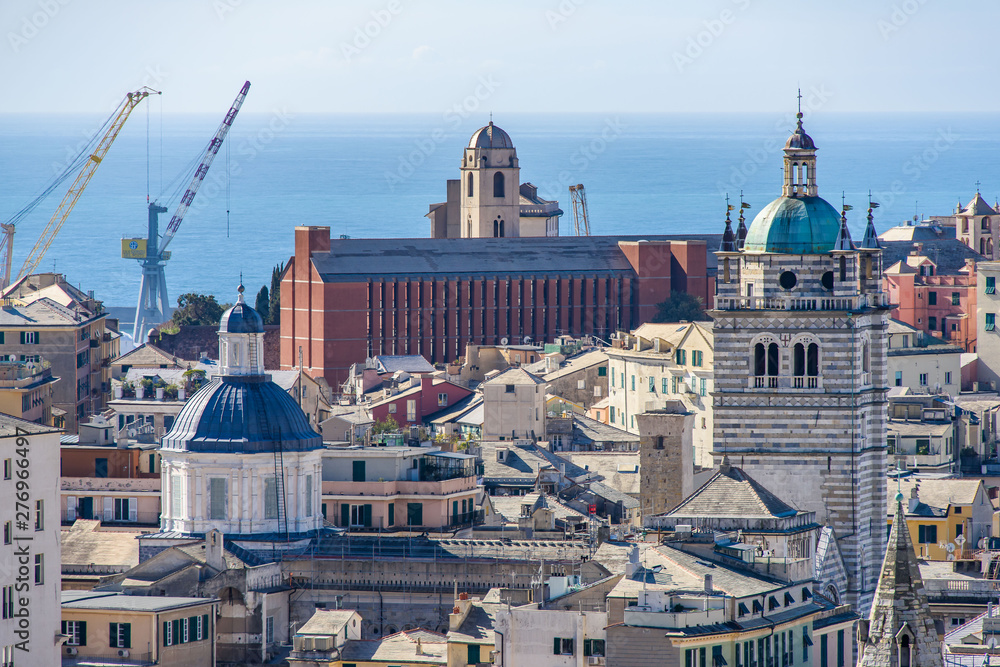 Obraz premium View over the old town of Genoa