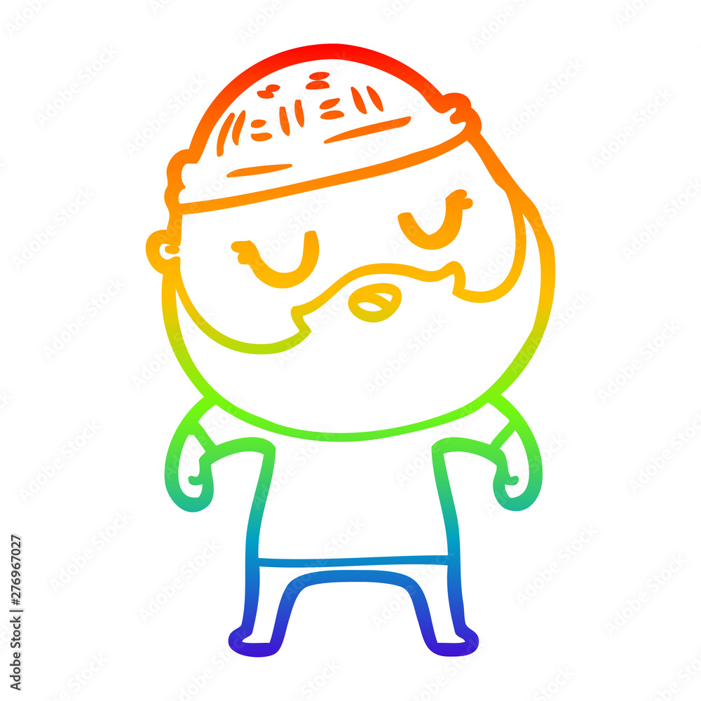 rainbow gradient line drawing cute cartoon man with beard rainbow gradient line drawing cute cartoon man with beard