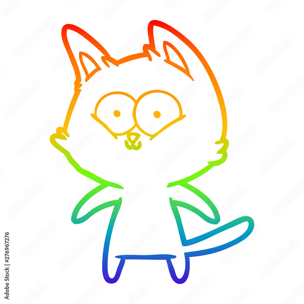 rainbow gradient line drawing happy cartoon cat rainbow gradient line drawing happy cartoon cat