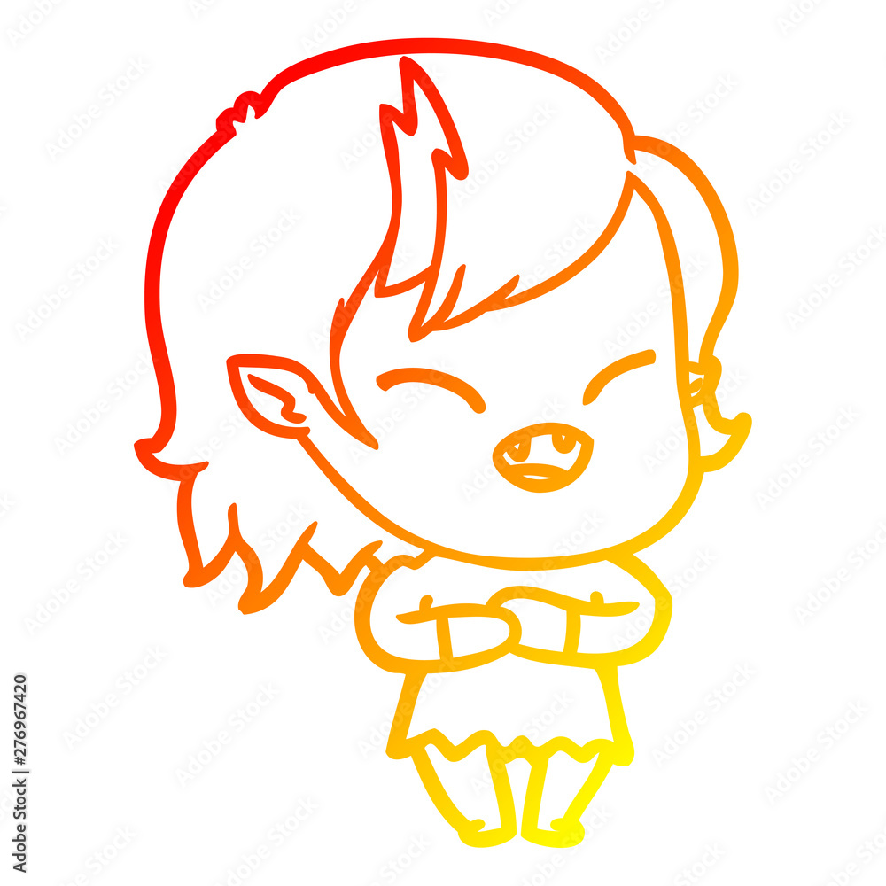 warm gradient line drawing cartoon laughing vampire girl warm gradient line drawing cartoon laughing vampire girl