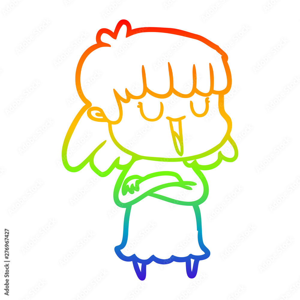 rainbow gradient line drawing cartoon woman rainbow gradient line drawing cartoon woman