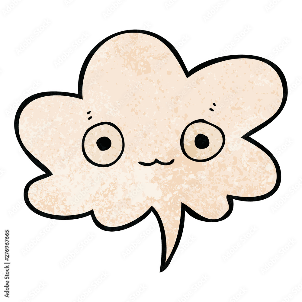 cute cartoon face and speech bubble in retro texture style cute cartoon face and speech bubble in retro texture style