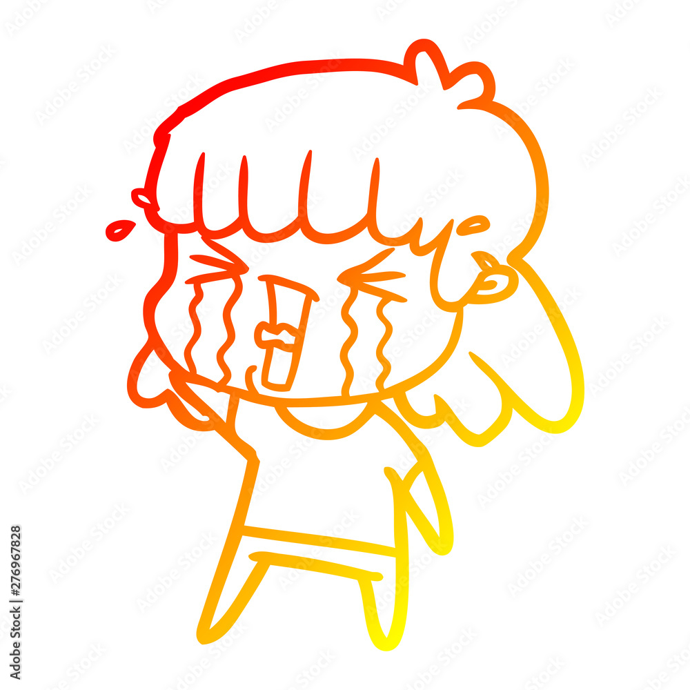 warm gradient line drawing cartoon woman in tears warm gradient line drawing cartoon woman in tears