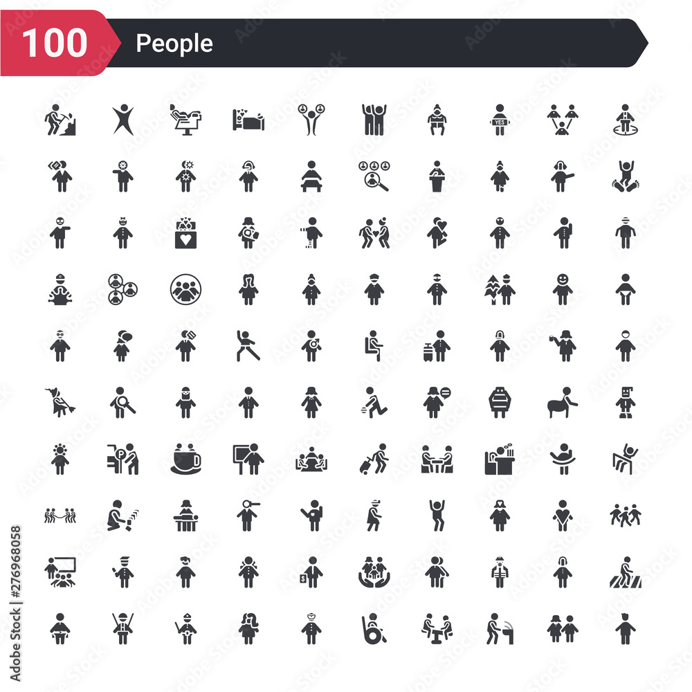 100 people icons set such as heads, public fountain, children on teeter totter, wheelchair side view, carnival masks, woman portrait, policeman figure, worker with harness, seat belt on 100 people icons set such as heads, public fountain, children on teeter totter, wheelchair side view, carnival masks, woman portrait, policeman figure, worker with harness, seat belt on