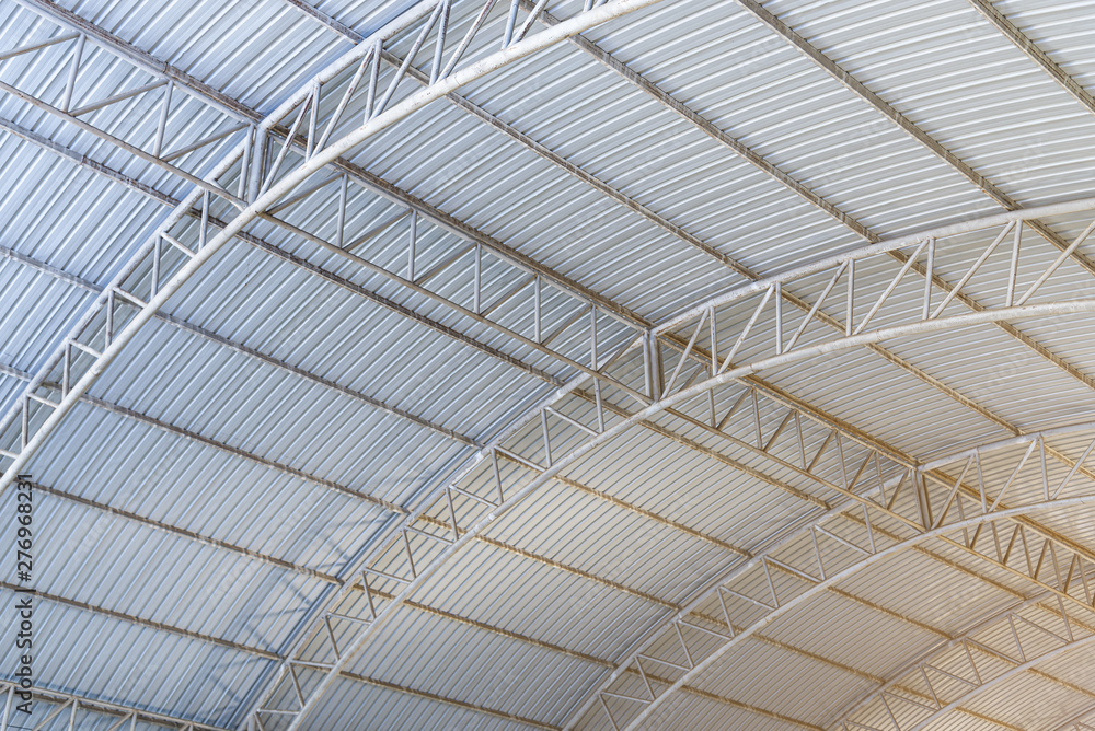 Steel structure of roof frame and metal sheet .