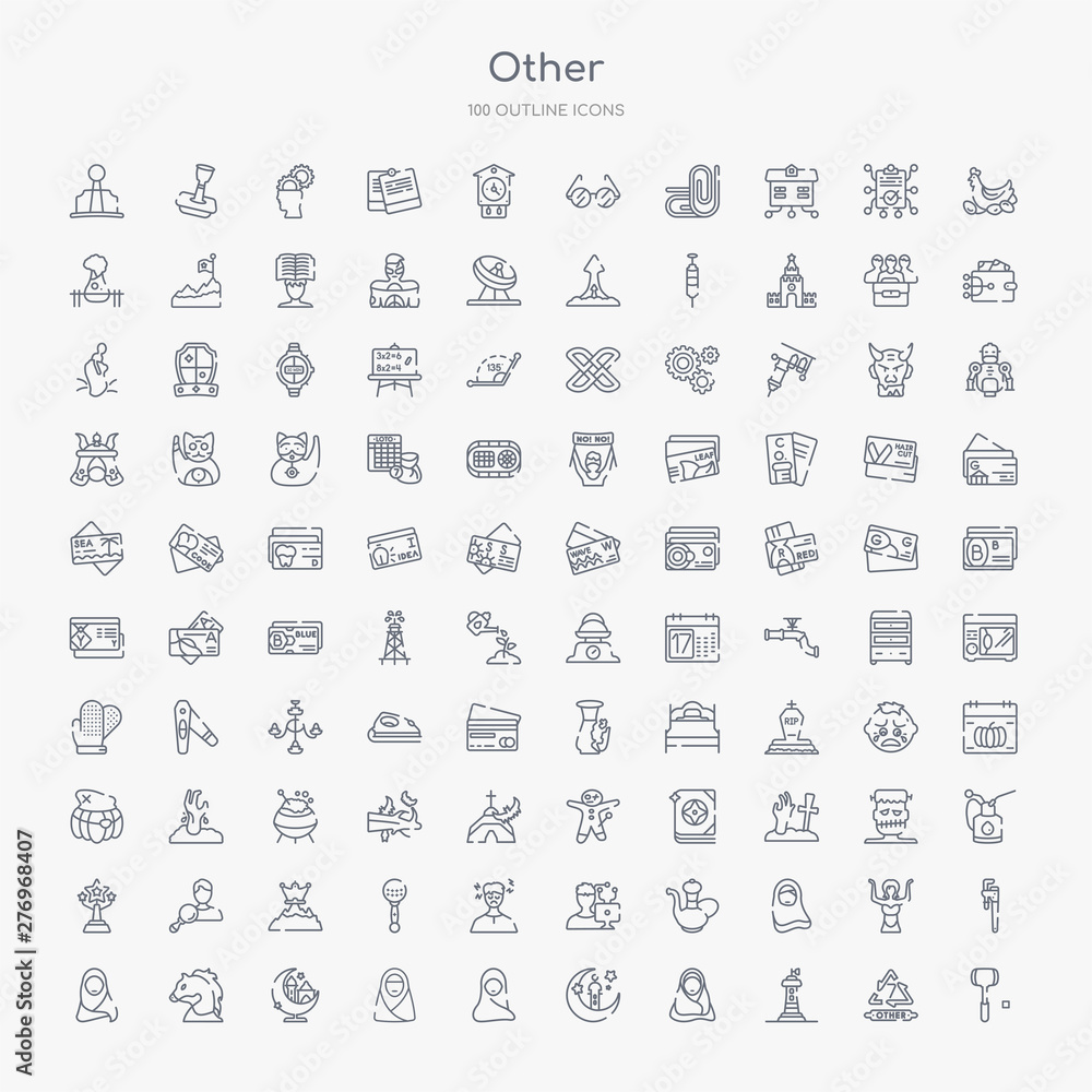 100 other outline icons set such as mallet, smeaton tower, woman with hijab, mosque moon and star, arab woman with hijab, muslim woman with hijab, mosque and moon, arab horse