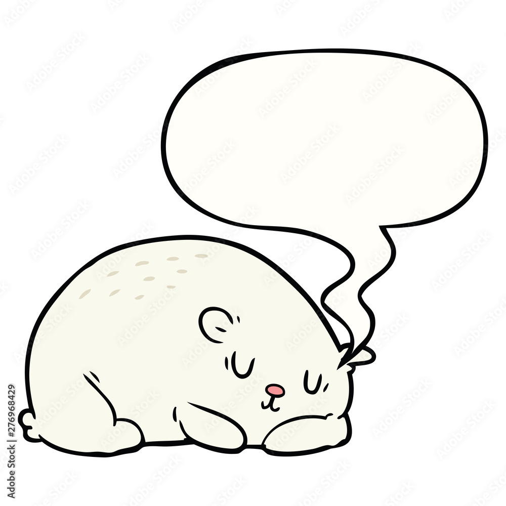 cartoon sleepy polar bear and speech bubble cartoon sleepy polar bear and speech bubble