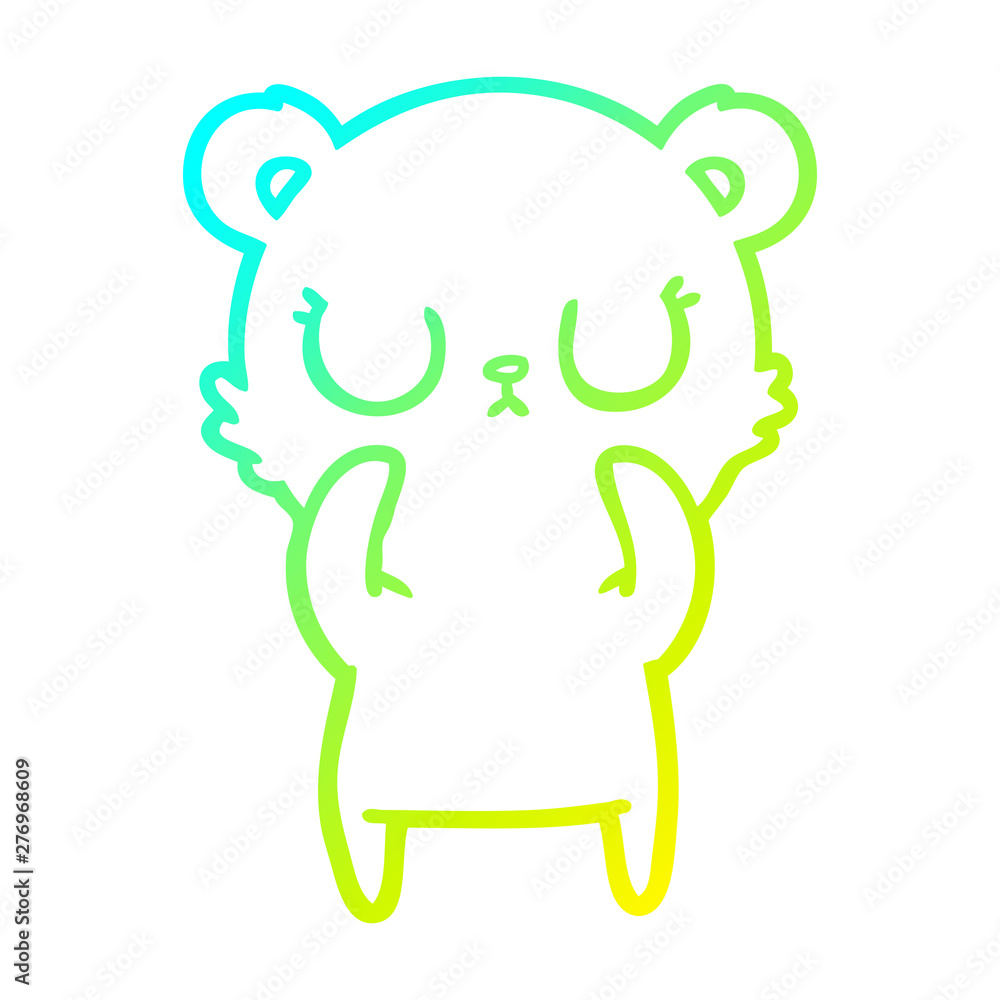Obraz premium cold gradient line drawing peaceful cartoon bear