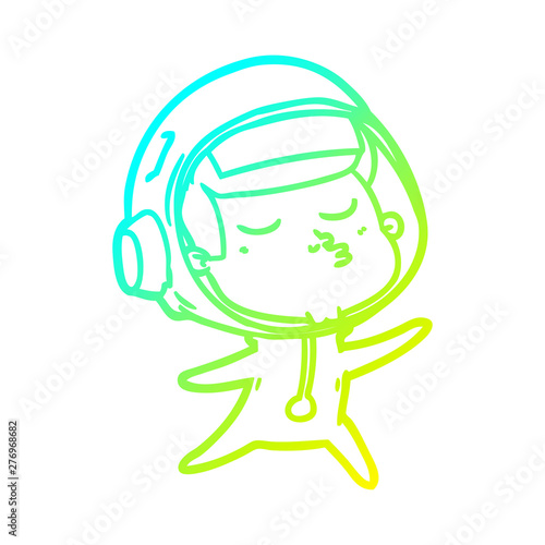 cold gradient line drawing cartoon confident astronaut
