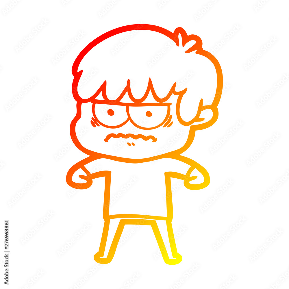 warm gradient line drawing annoyed cartoon boy warm gradient line drawing annoyed cartoon boy