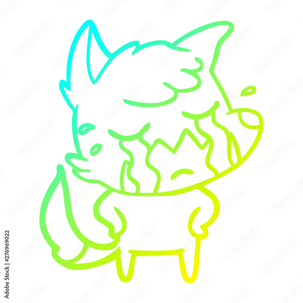 cold gradient line drawing crying fox cartoon cold gradient line drawing crying fox cartoon