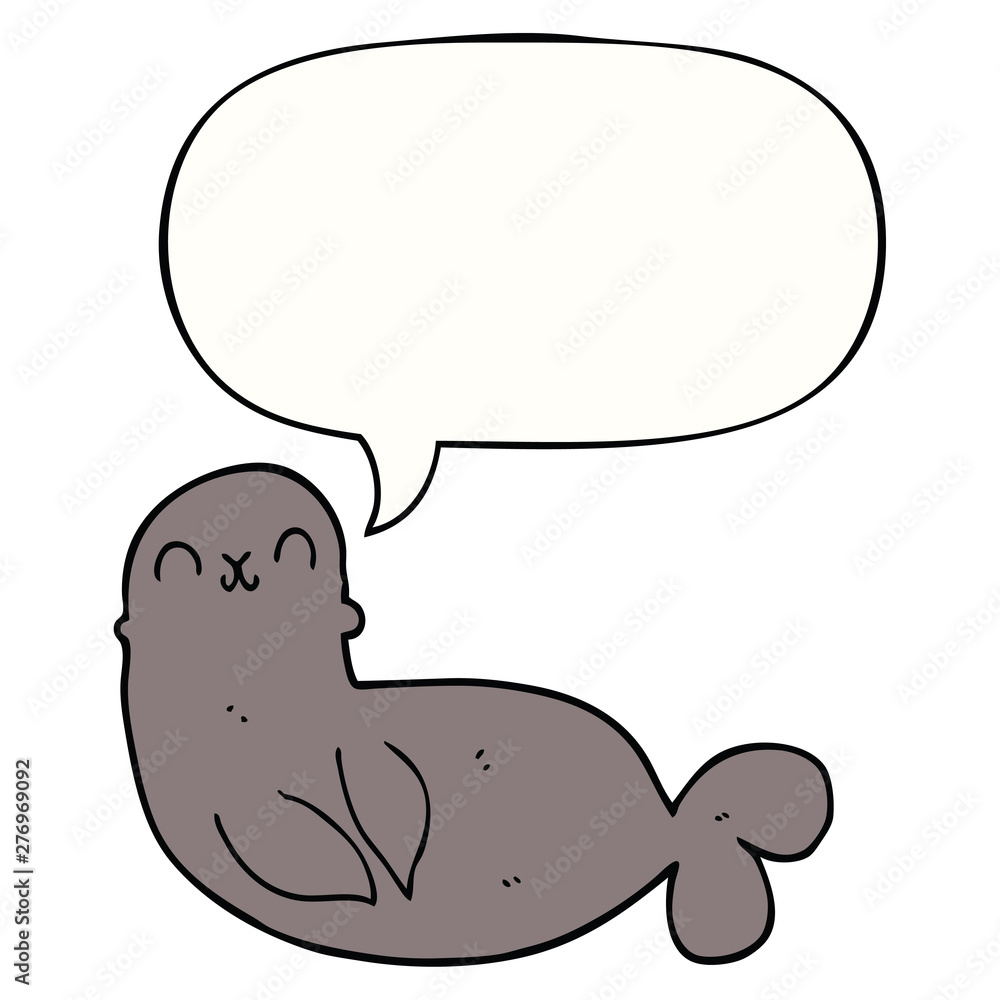 cartoon seal and speech bubble cartoon seal and speech bubble