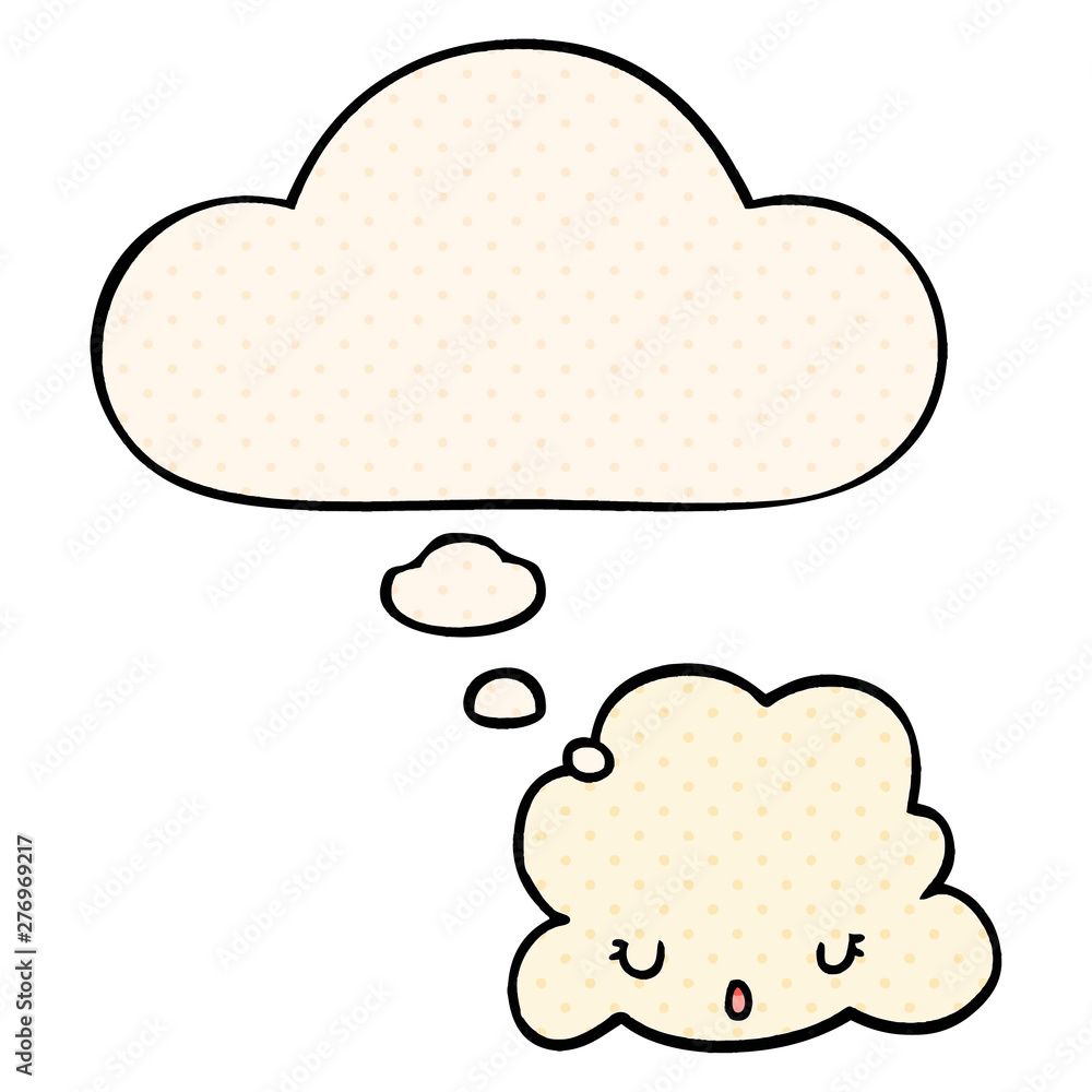 cute cartoon cloud and thought bubble in comic book style cute cartoon cloud and thought bubble in comic book style