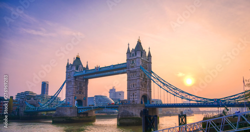 Tower Bridge across the River Thames in London  UK.