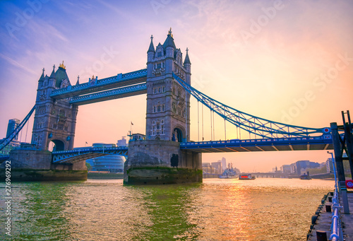 Tower Bridge across the River Thames in London  UK.