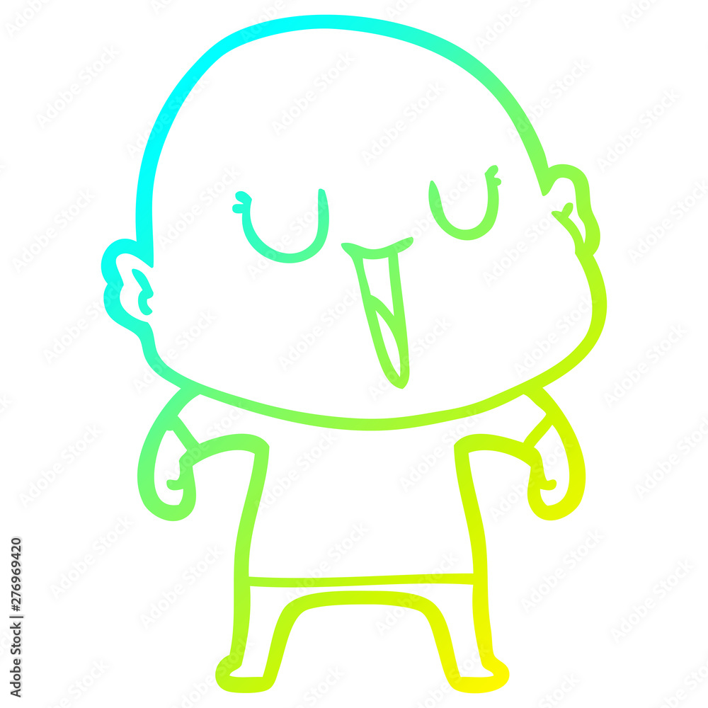 cold gradient line drawing happy cartoon bald man cold gradient line drawing happy cartoon bald man