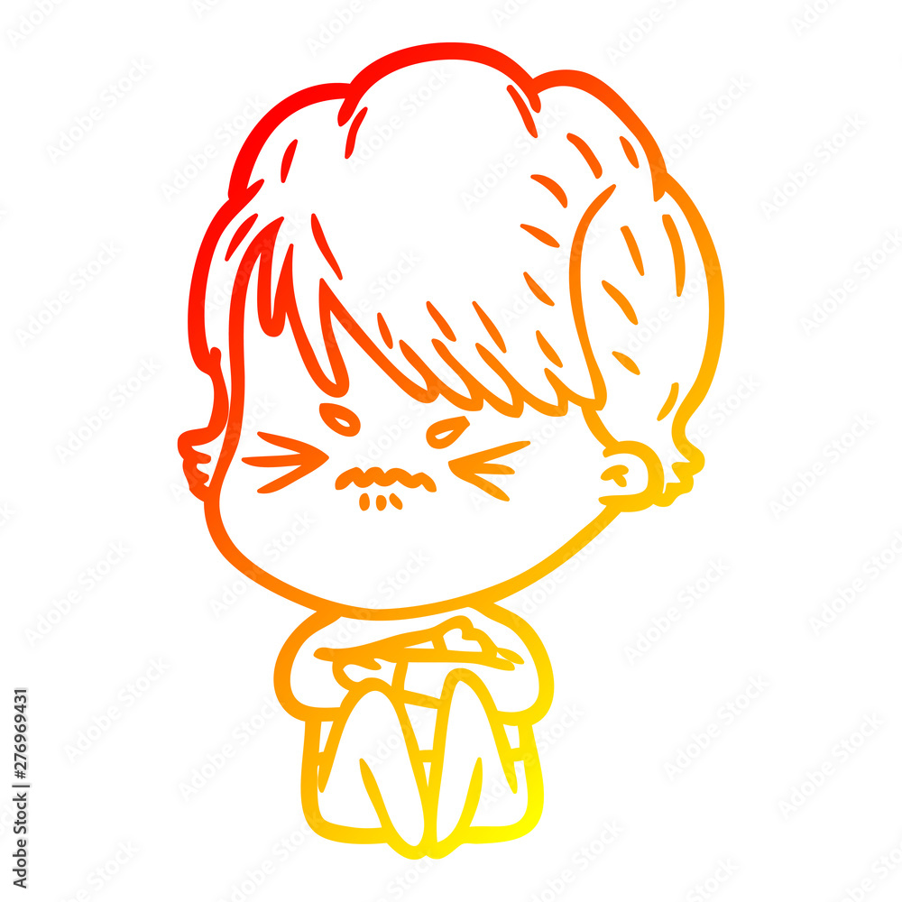 warm gradient line drawing cartoon frustrated woman warm gradient line drawing cartoon frustrated woman