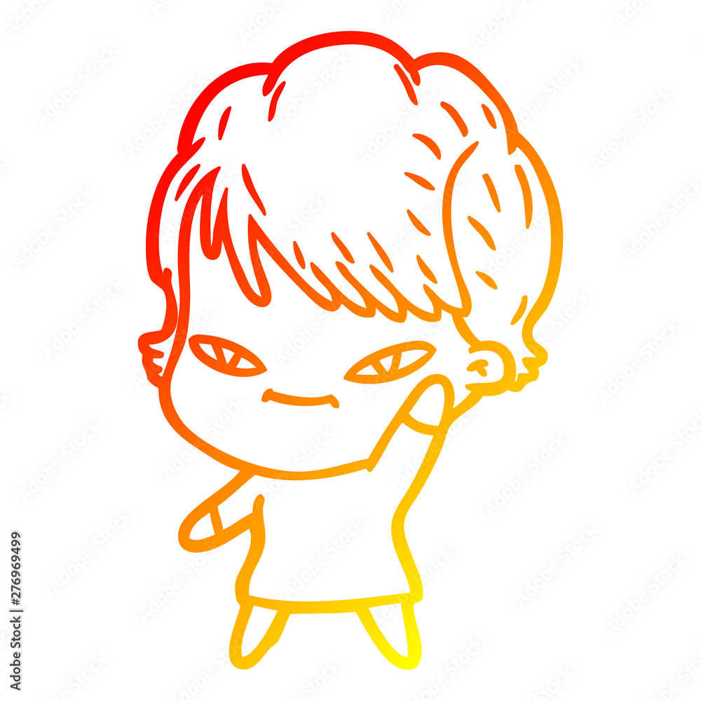 warm gradient line drawing cartoon happy woman warm gradient line drawing cartoon happy woman
