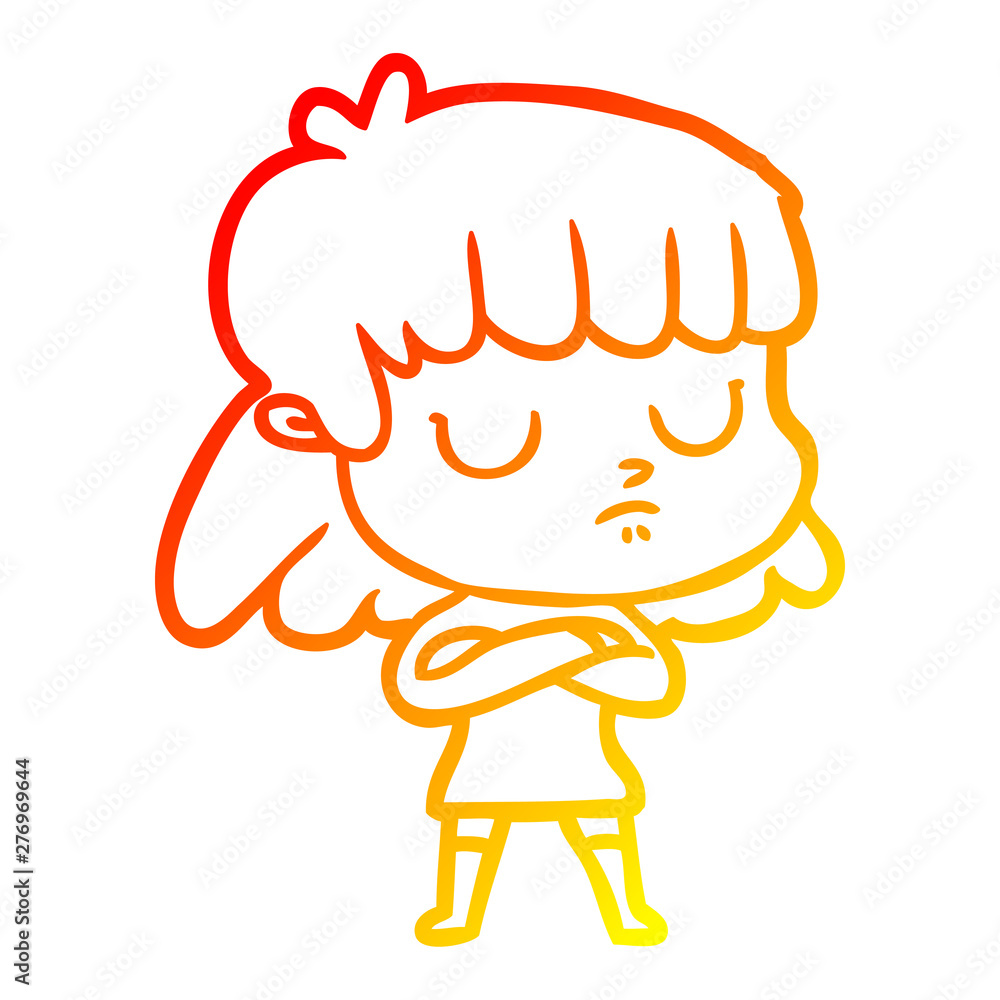 warm gradient line drawing cartoon indifferent woman warm gradient line drawing cartoon indifferent woman