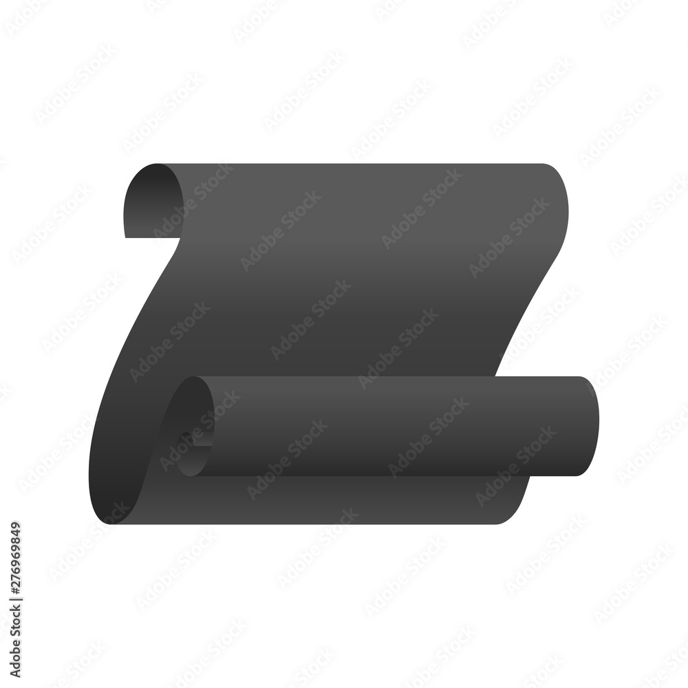 Black paper sheet scroll in isometric icon realistic Black paper sheet scroll in isometric icon realistic