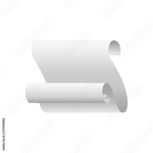 Realistic white roll paper isolated icon
